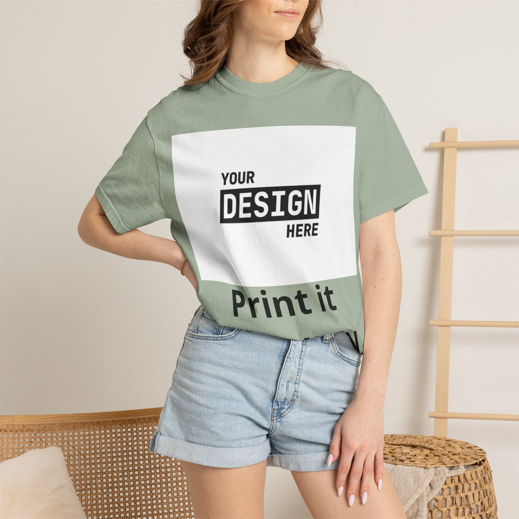 Custom Printed T-Shirt — "Your Design Here" Garment-Dyed Tee