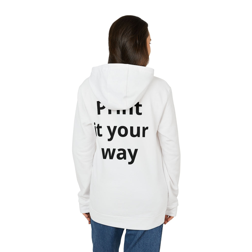 Custom Fleece Hoodie — 'Print It Your Way' White Zip Pullover