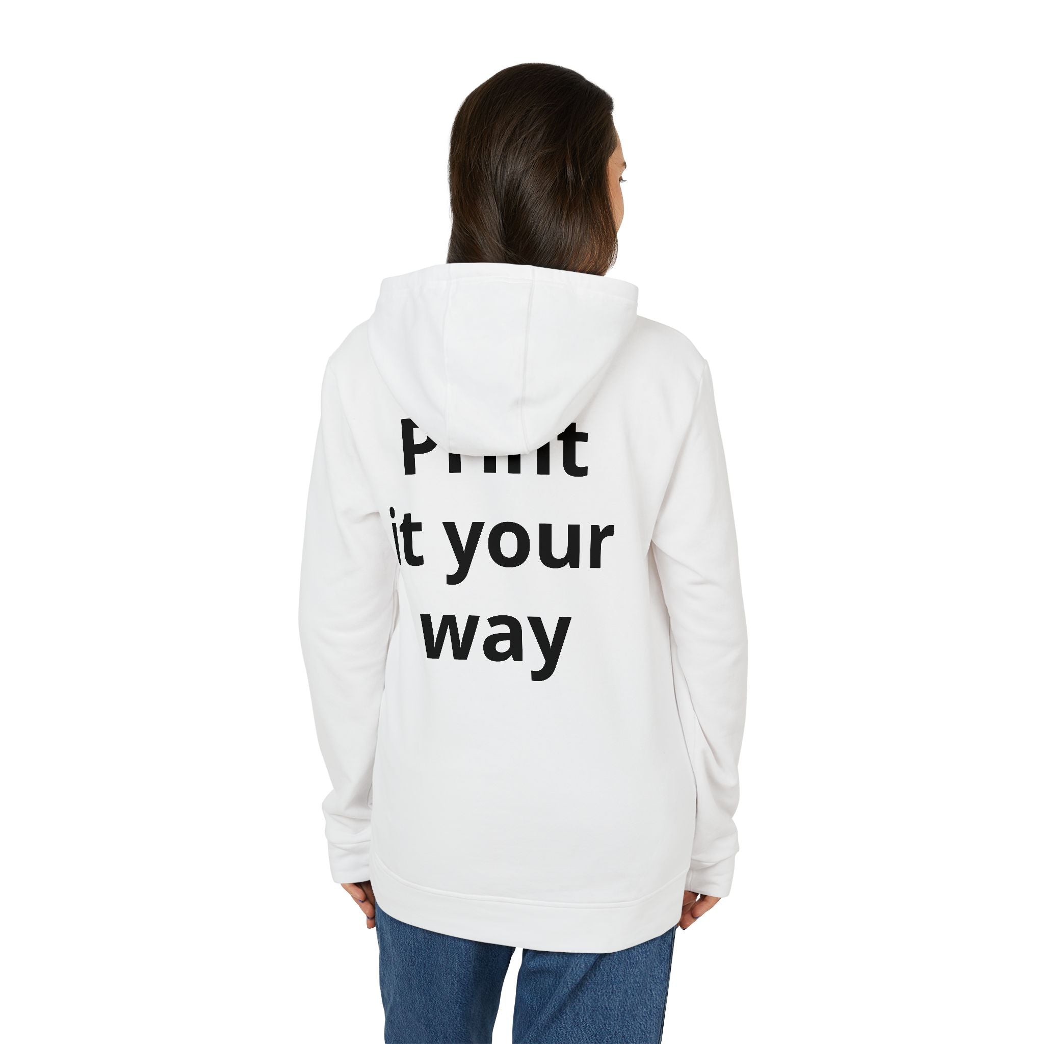 Custom Fleece Hoodie — 'Print It Your Way' White Zip Pullover