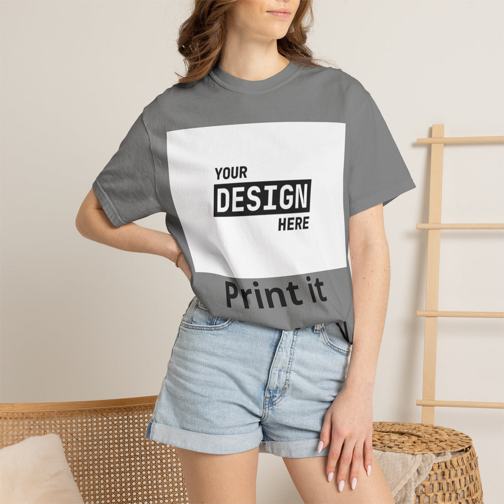 Custom Printed T-Shirt — "Your Design Here" Garment-Dyed Tee