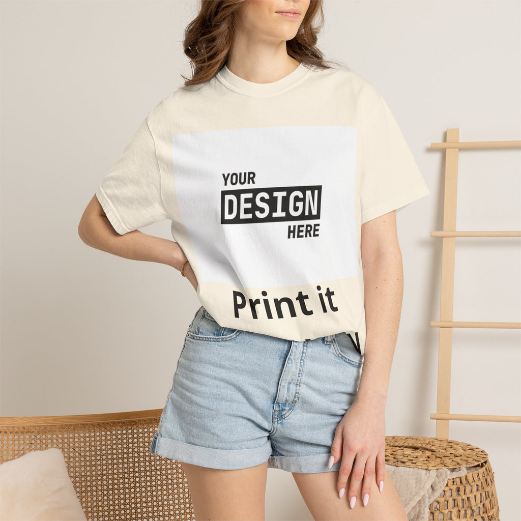 Custom Printed T-Shirt — "Your Design Here" Garment-Dyed Tee