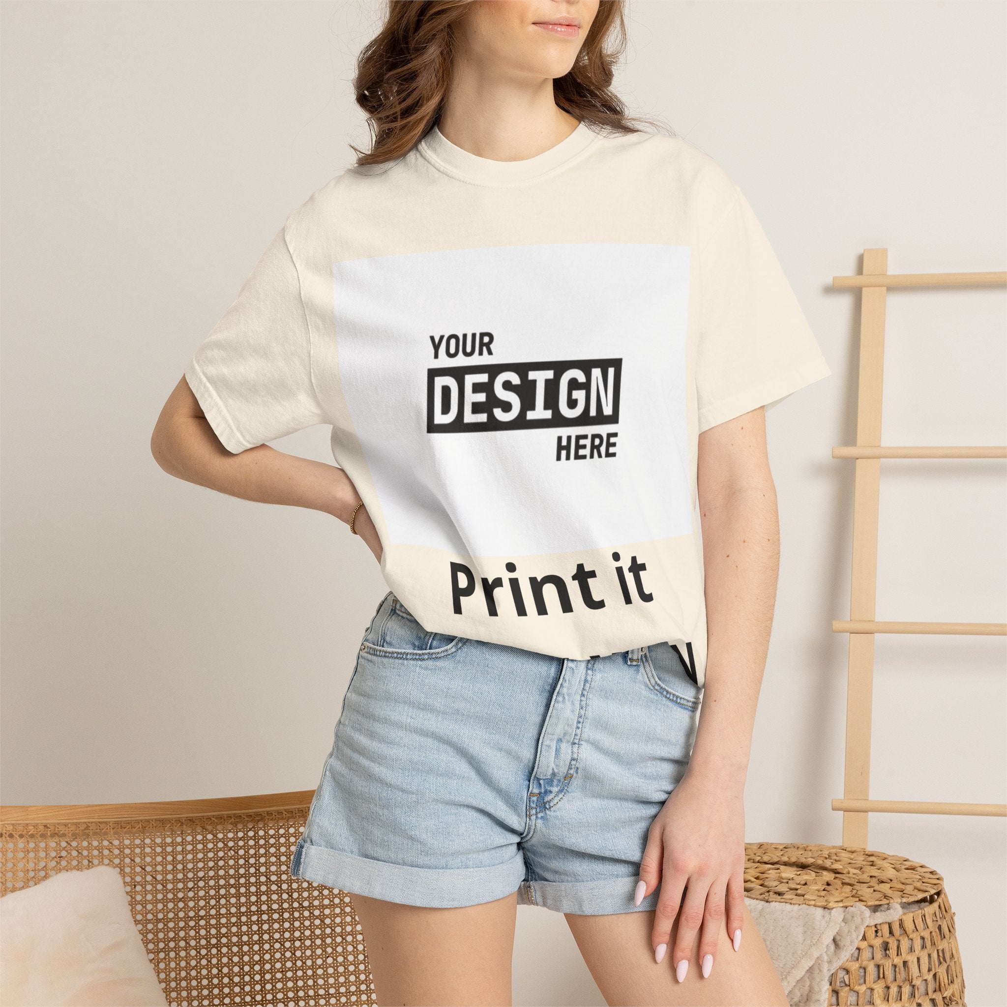 Custom Printed T-Shirt — "Your Design Here" Garment-Dyed Tee